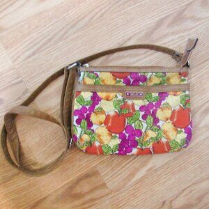 Relic Cross Body Purple, Orange Colorful Fabric Handbag with Fruit Design